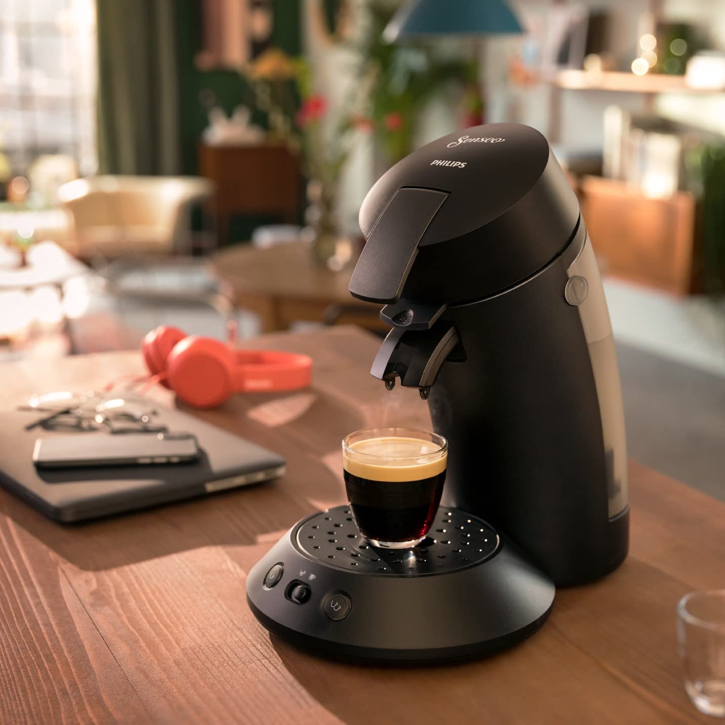 Cafetière à Dosettes Elvante – Crema & Boost Noir Piano CSA210/22
