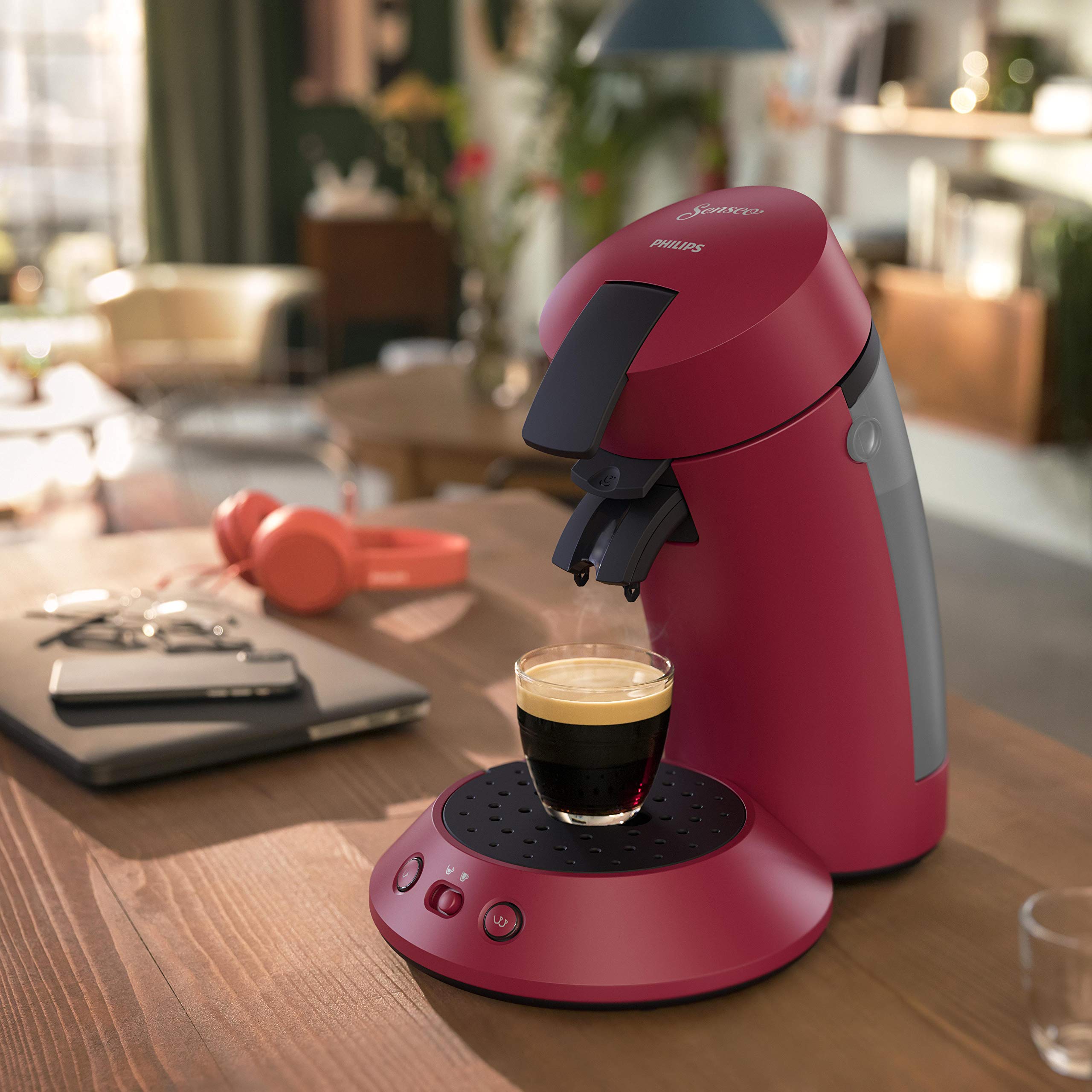Cafetière Dosettes Elvante Rouge Vif – Mousse & Arômes CSA210/91